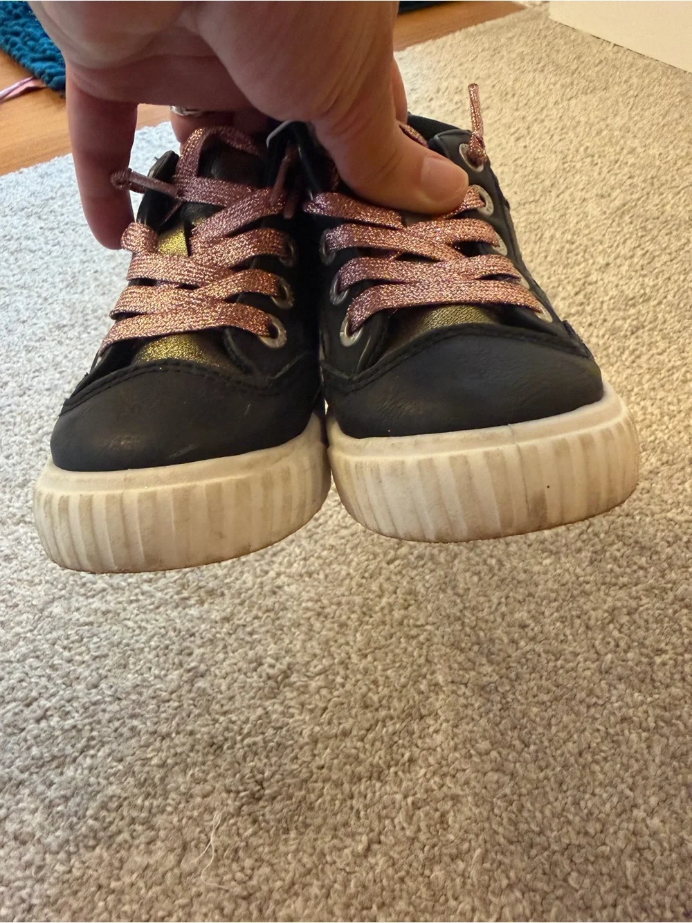 Toddler Blowfish HighTops with Pink Glitter Stars and Laces, size 7
